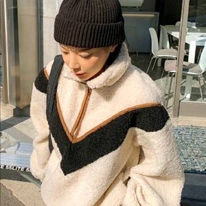 Ivory front zipper pullover jacket